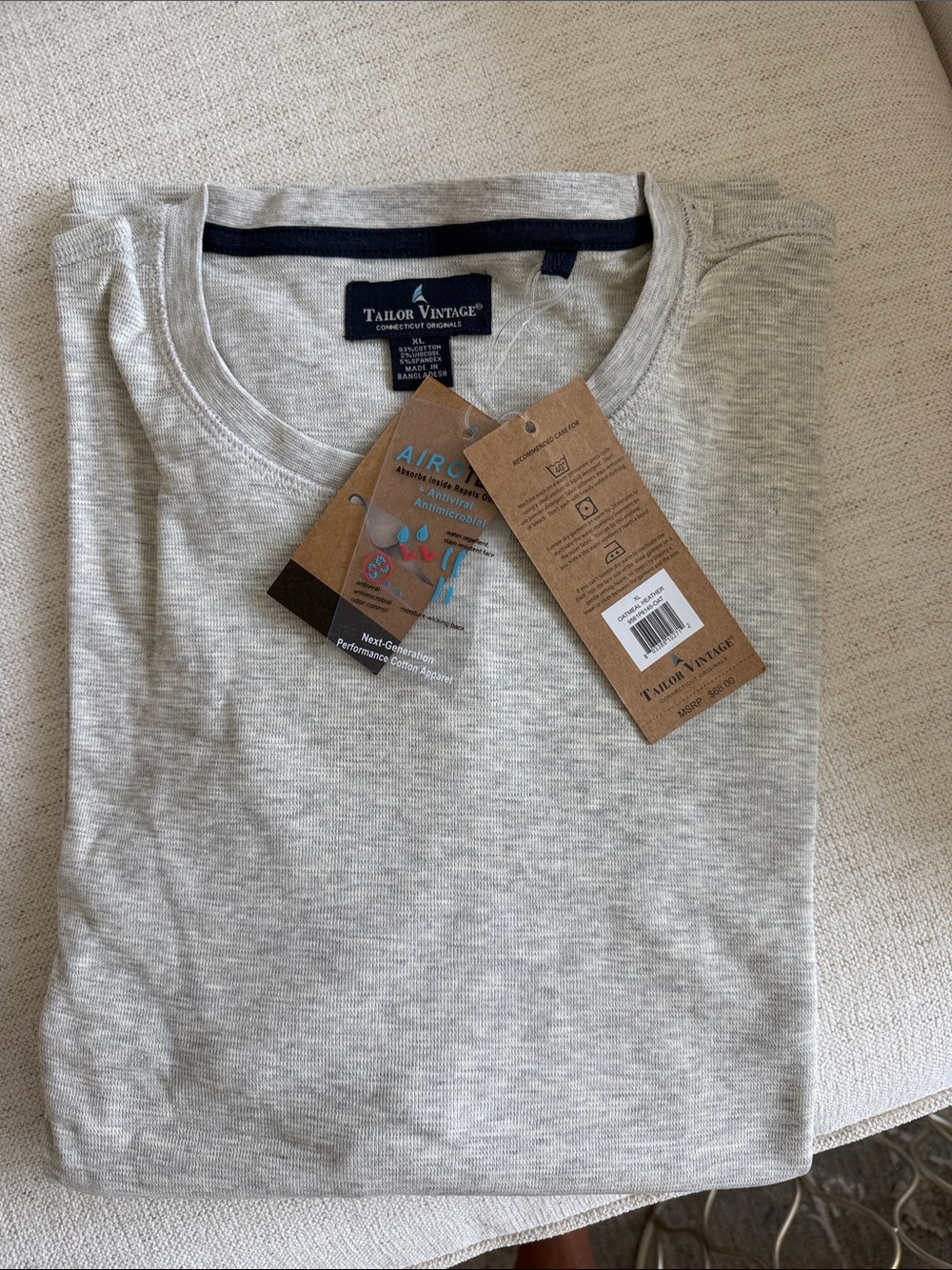 Tailor Vintage Men's Short Sleeve Crewneck T-Shirt in Light Heather Gray